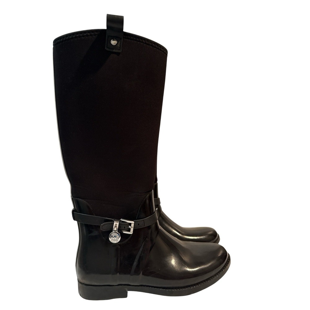 Michael Kors Women Black Tall Rain/Snow Boots US size 8 Rubber Neoprene‎ Boots